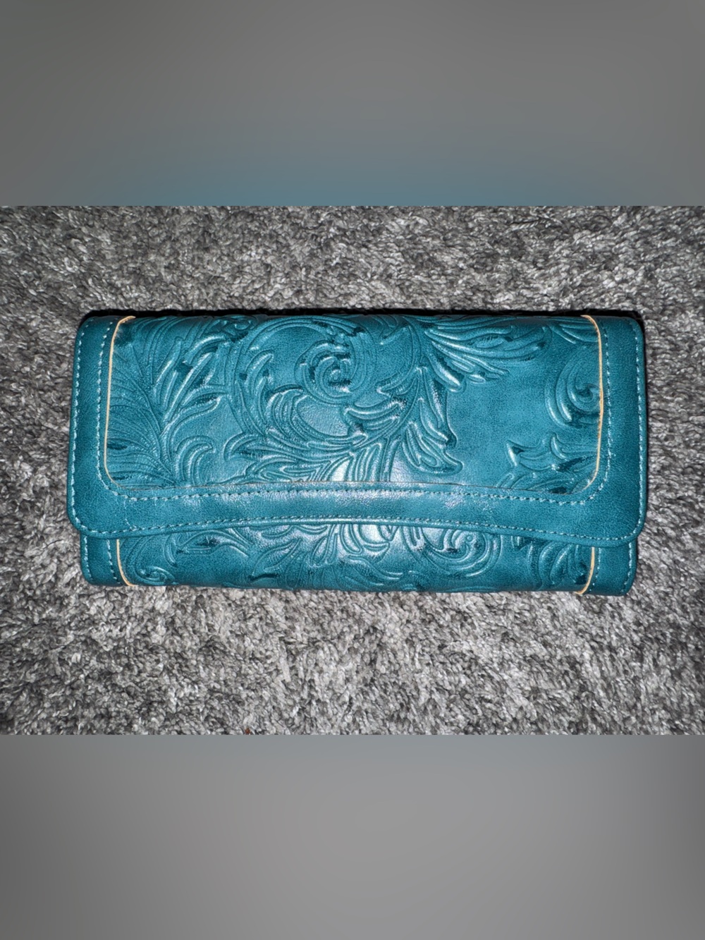 Teal Embossed Leather Women's Wallet